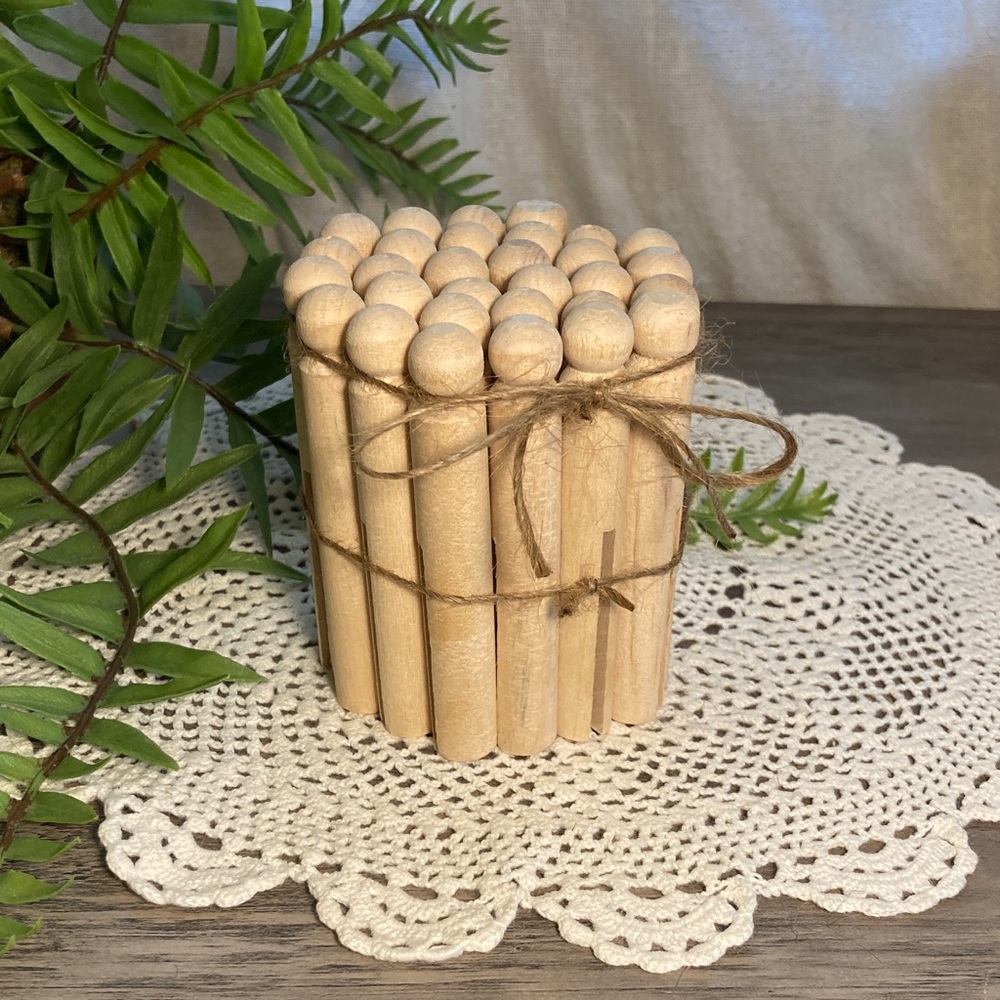 Vintage Style Wooden Peg Clothespins Bundle Of 30